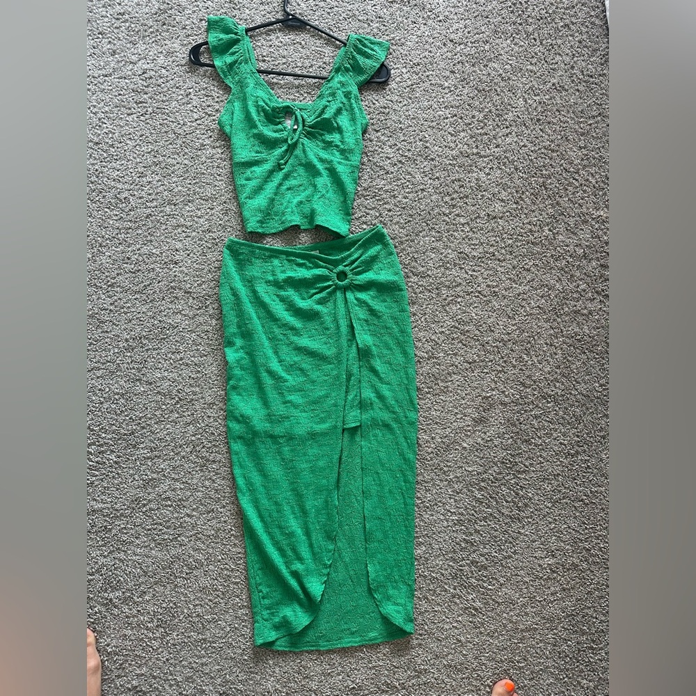 Small two piece green skirt set size small